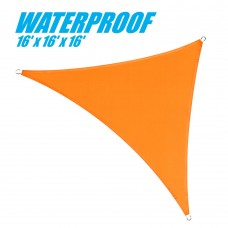 ColourTree 100% BLOCKAGE Waterproof 16' x 16' x 16' Sun Shade Sail Canopy  Triangle Orange - Commercial Standard Heavy Duty - 220 GSM - 4 Years Warranty   
